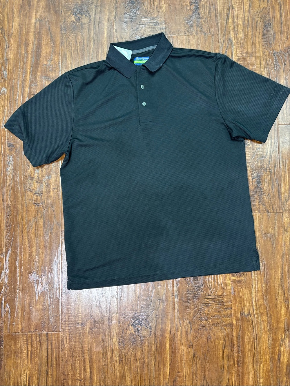 Ben Hogan Black Short-Sleeve Polo with Subtle Collar Trim Size Large